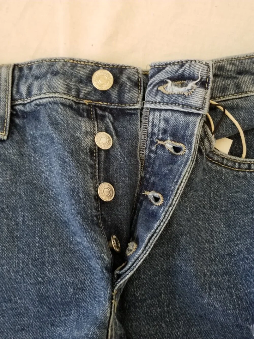 NWT! Forever 21 Recycled Cotton Jean Shorts with Ragged Hem & Button Closure
